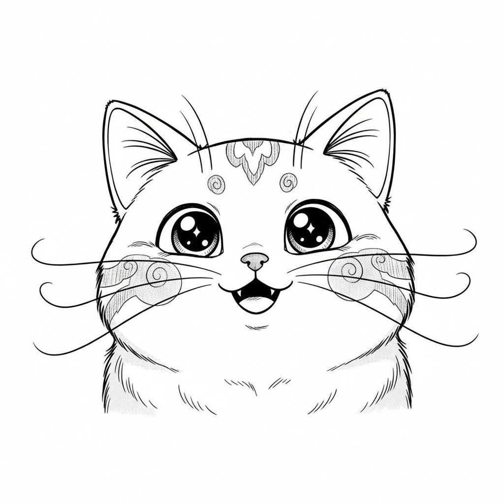 How to Draw a Cat Face example 2