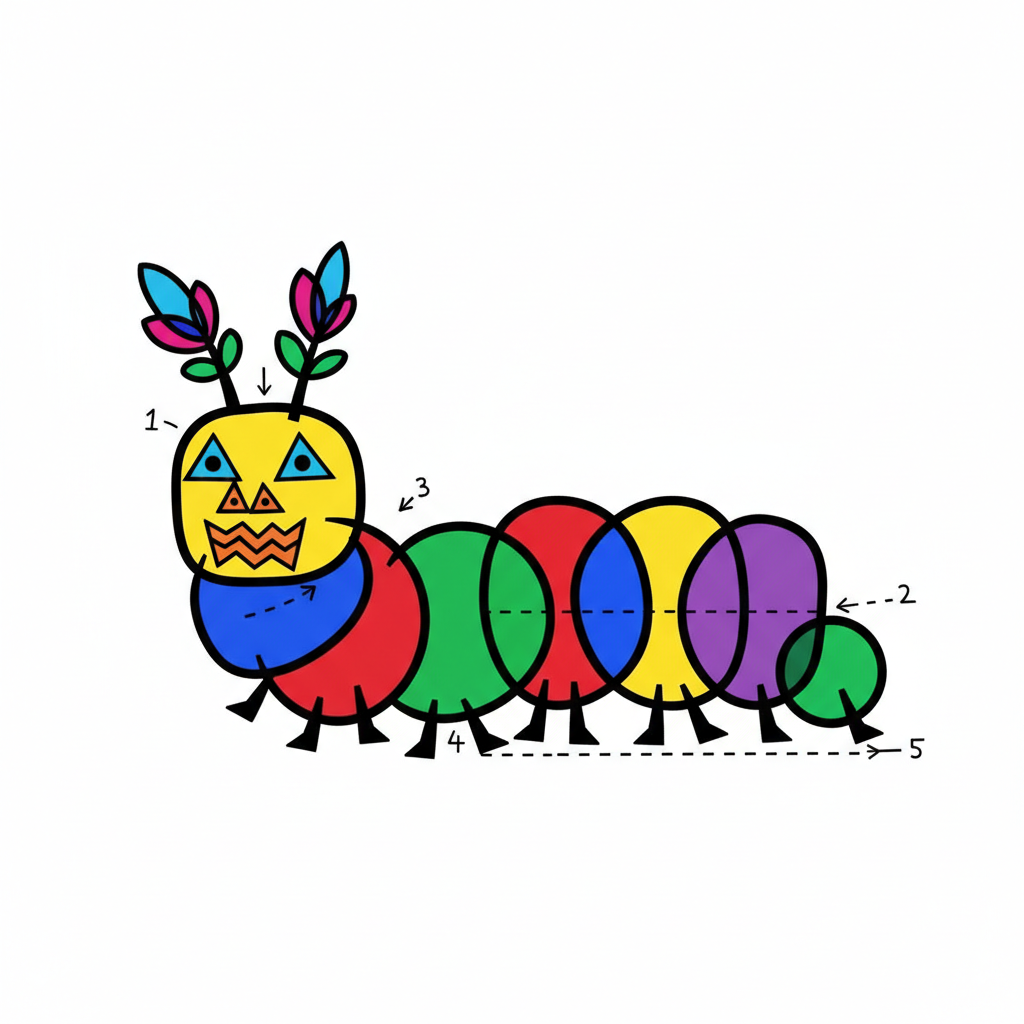 How to Draw a Caterpillar example 6