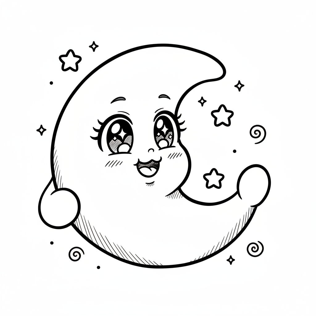How to Draw a Crescent Moon example 2