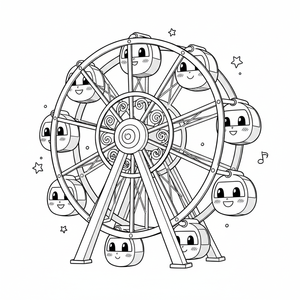 How to Draw a Ferris Wheel example 2