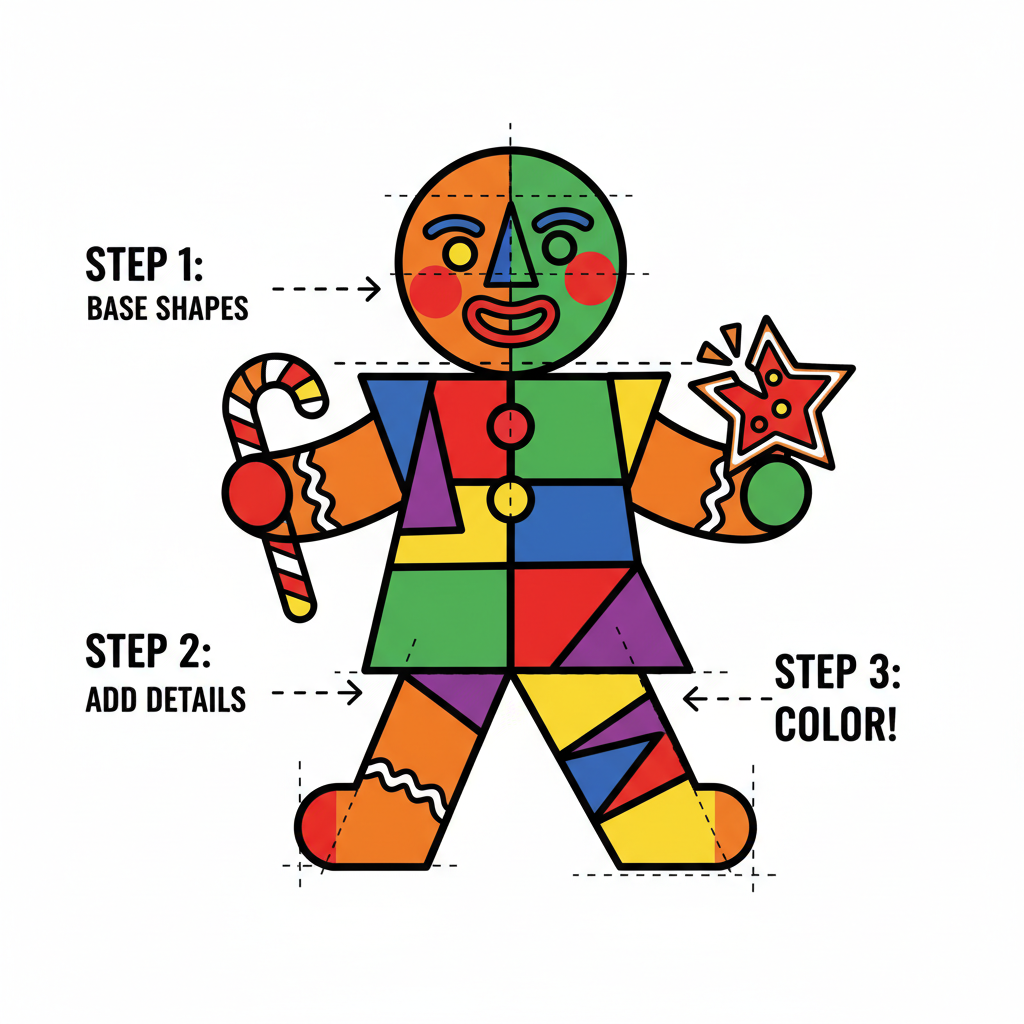How to Draw a Gingerbread Man example 6