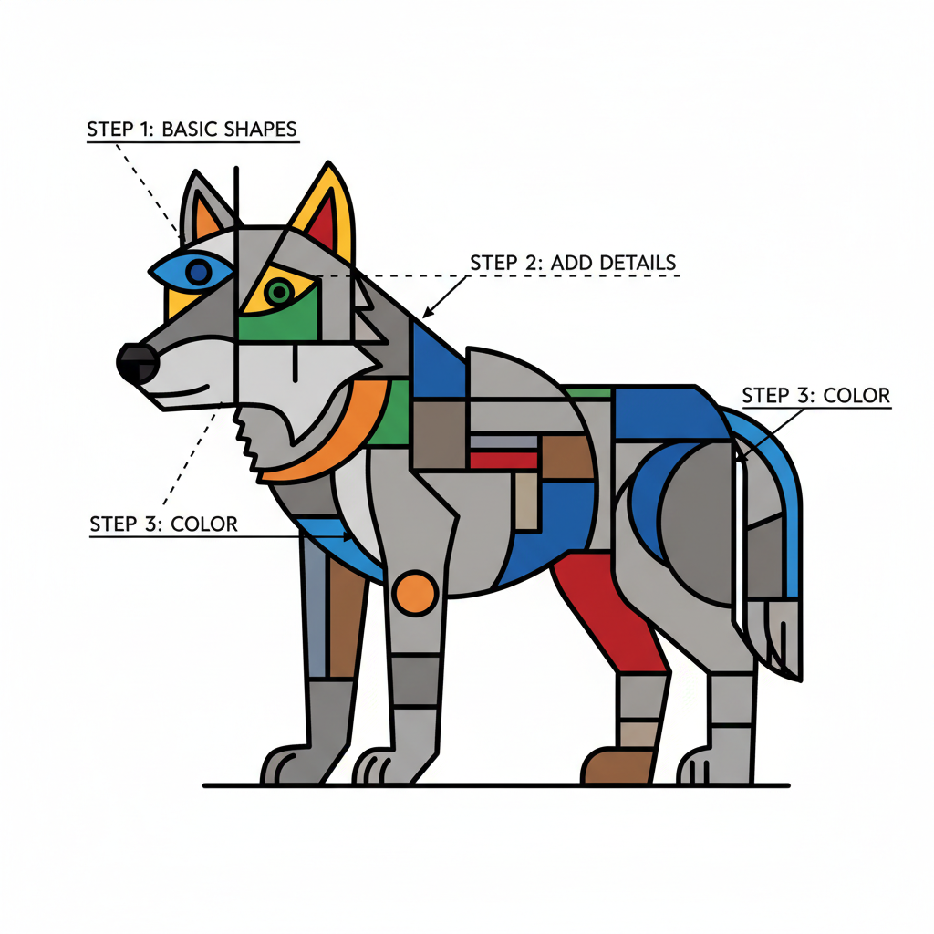 How to Draw a Gray Wolf example 6