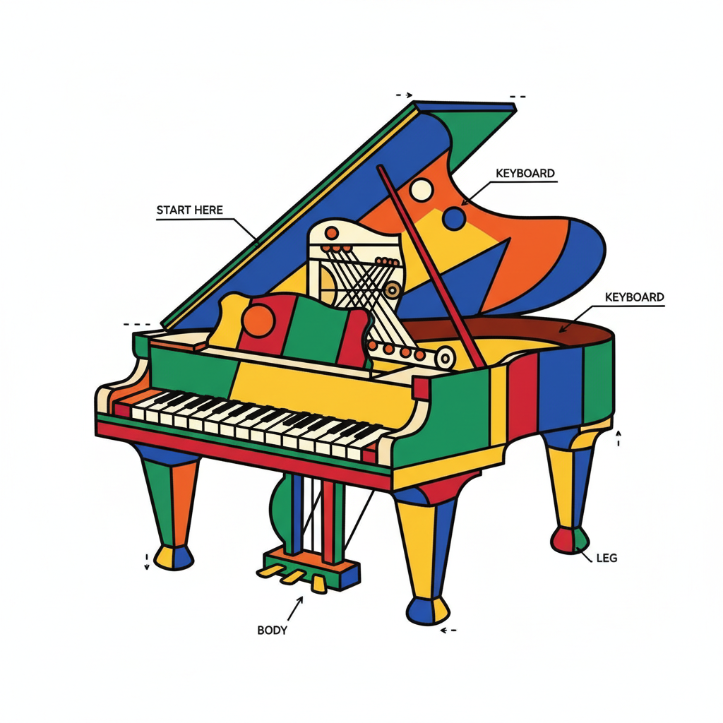 How to Draw a Piano example 6