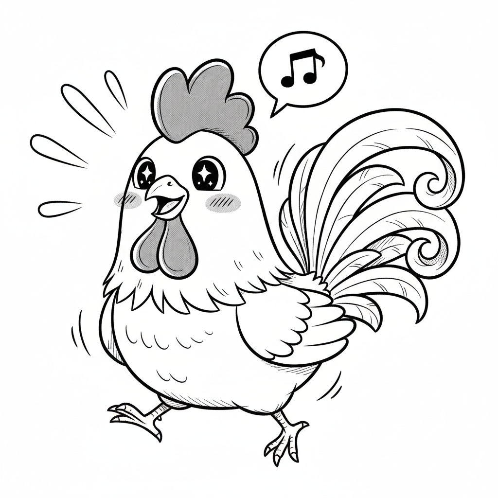 How to Draw a Rooster example 2