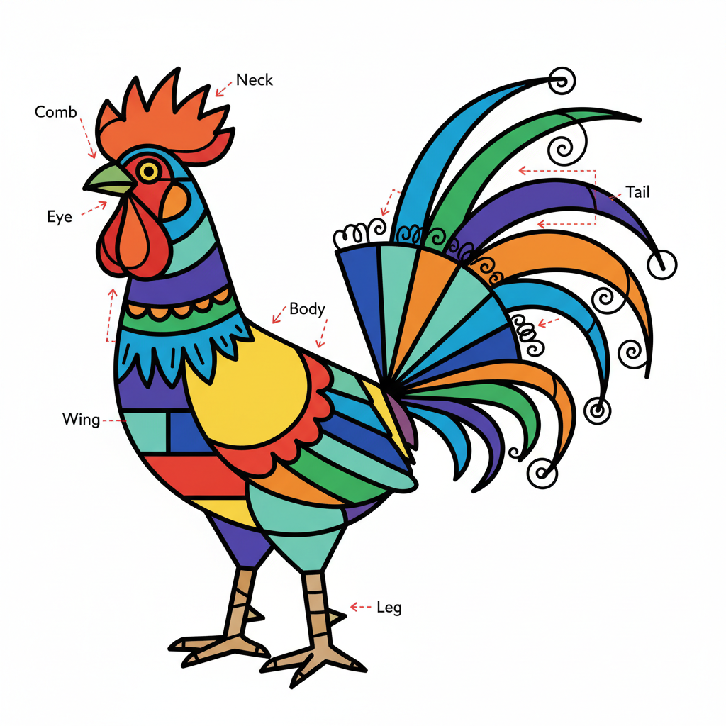 How to Draw a Rooster example 6