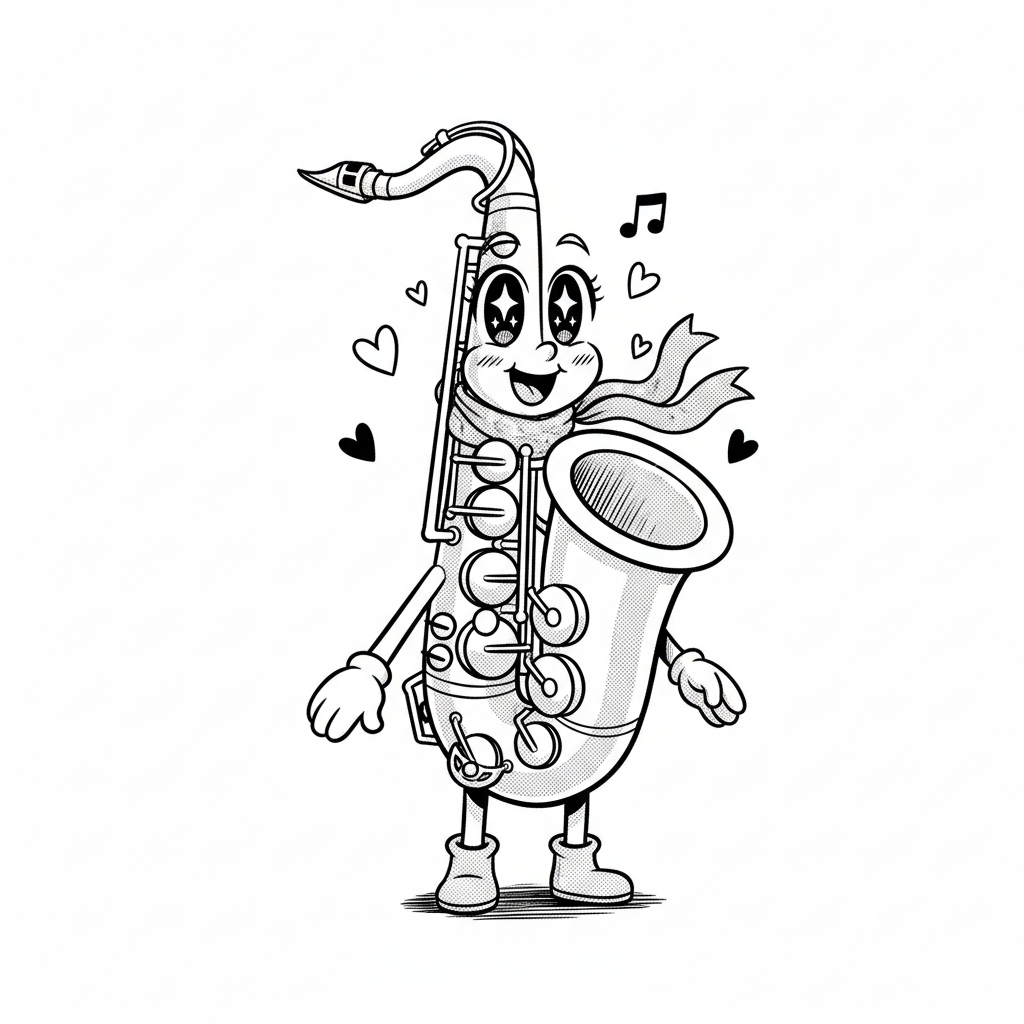 How to Draw a Saxophone example 2