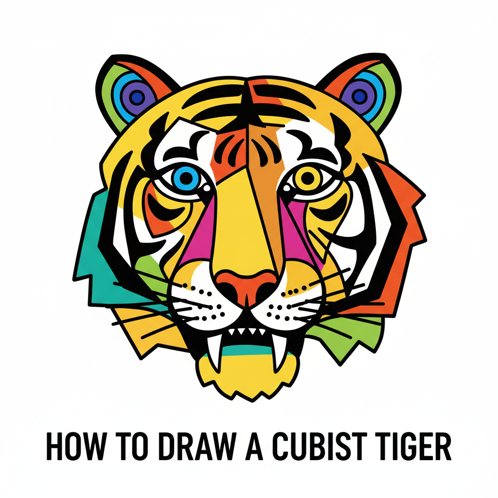 How to Draw a Tiger Face example 6