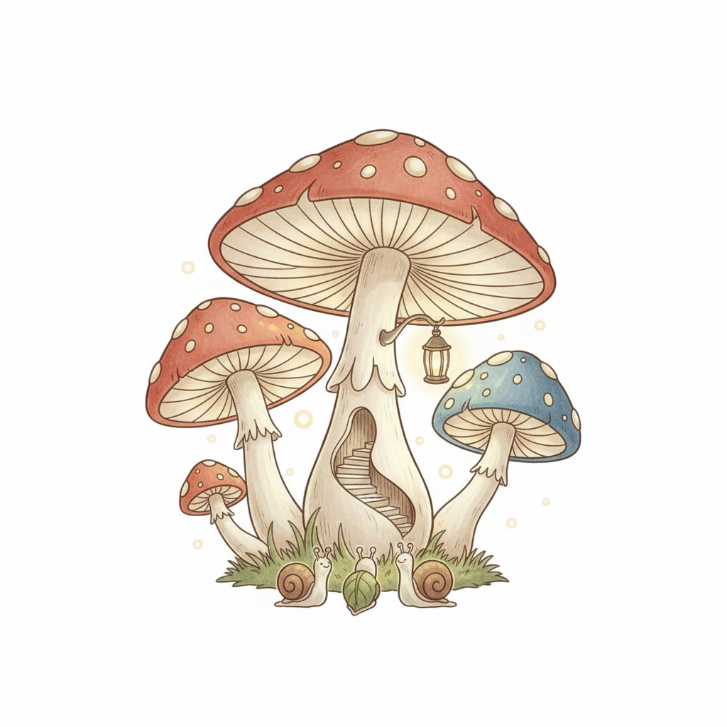 How to Draw Mushrooms example 3