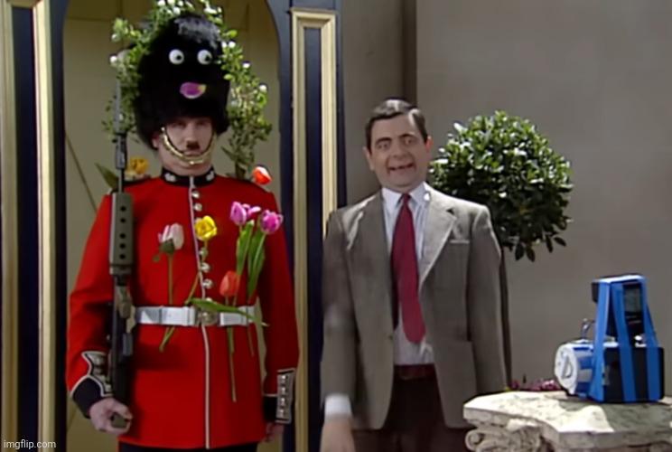 Bean sillyfying a royal guard