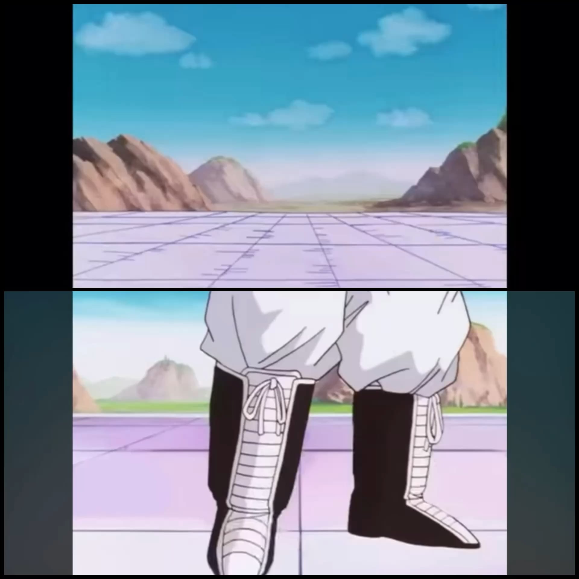 Goku fighting Perfect Cell vs Mr Satan fighting Perfect Cell