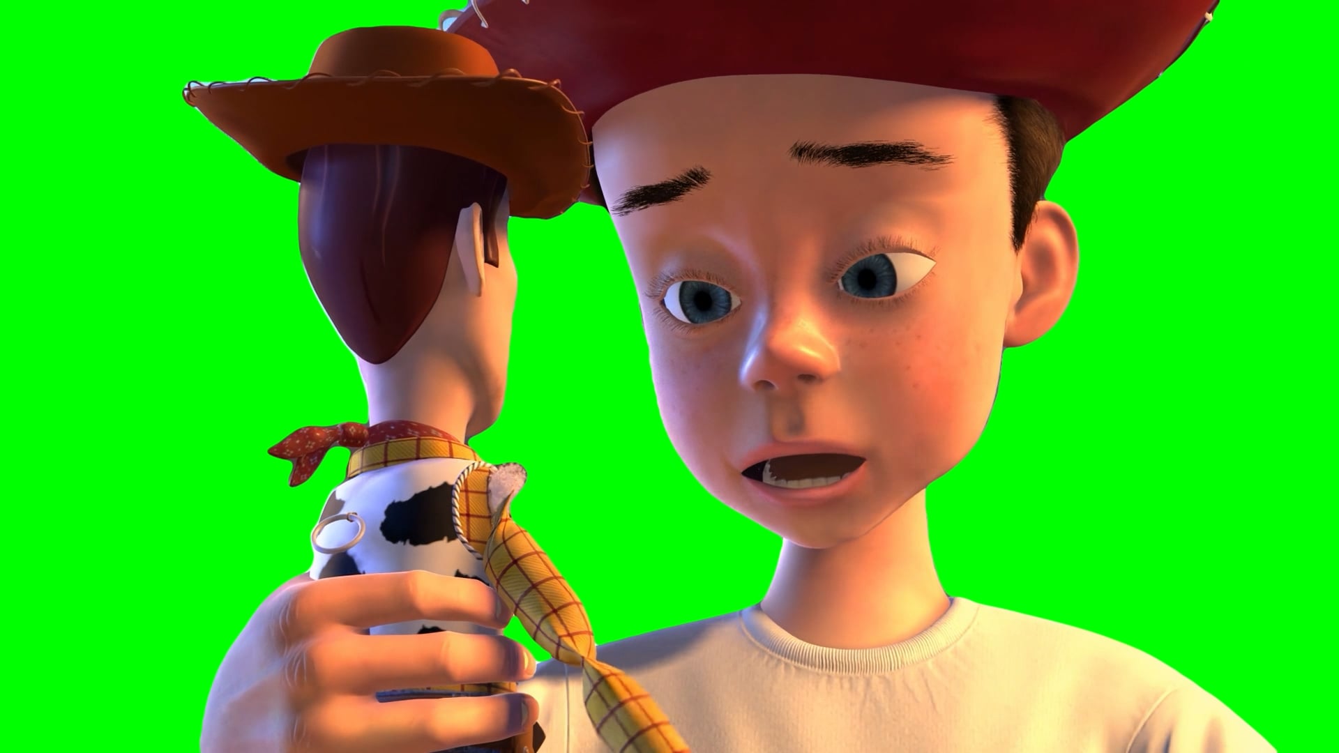 Andy saying "I Don't Wanna Play With You Anymore" to Woody Green Screen Meme Template | Toy Story 2 movie (1999)