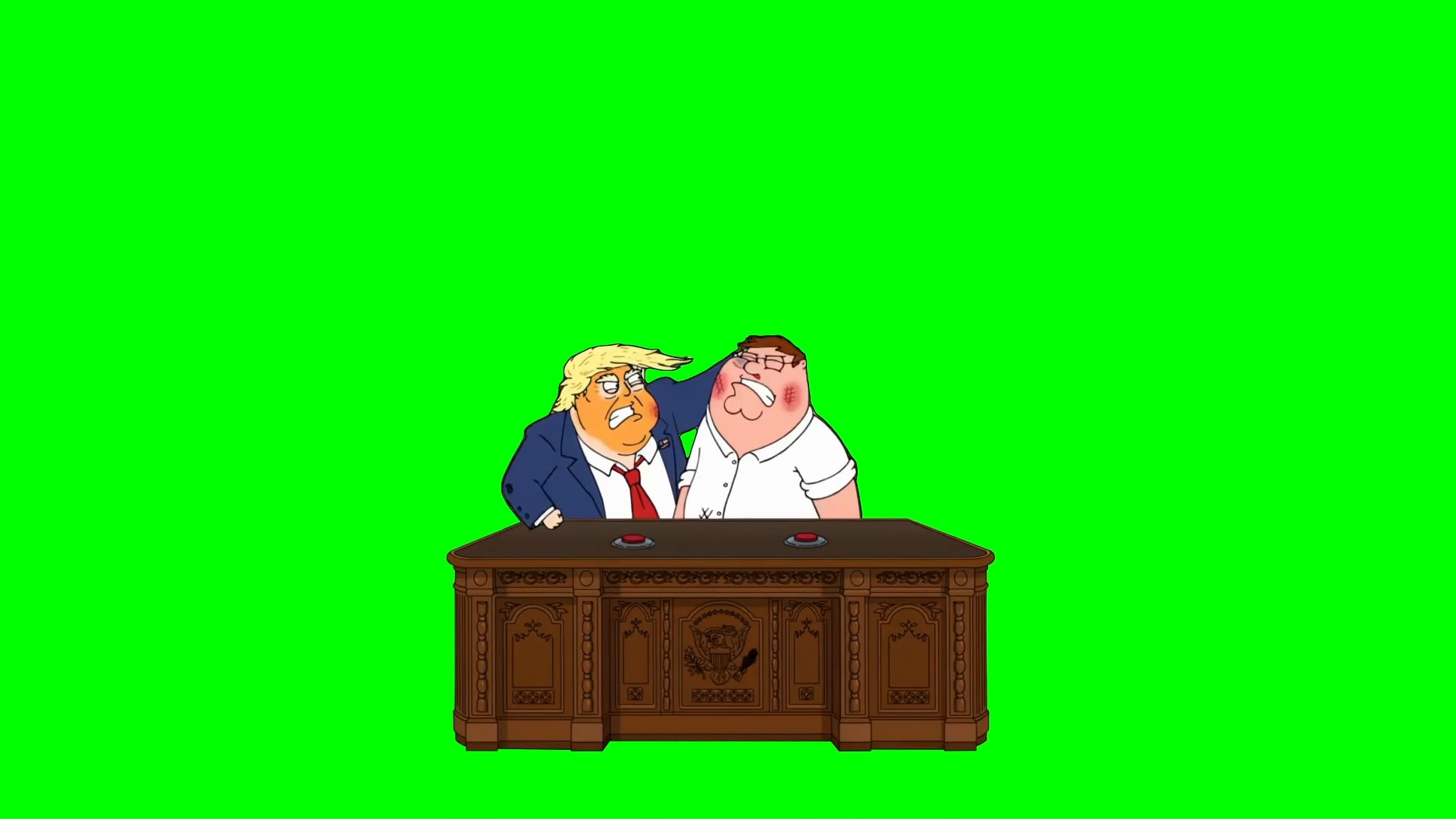 Donald Trump smashing Peter Griffin's head on a table Green Screen Meme Template | Family Guy