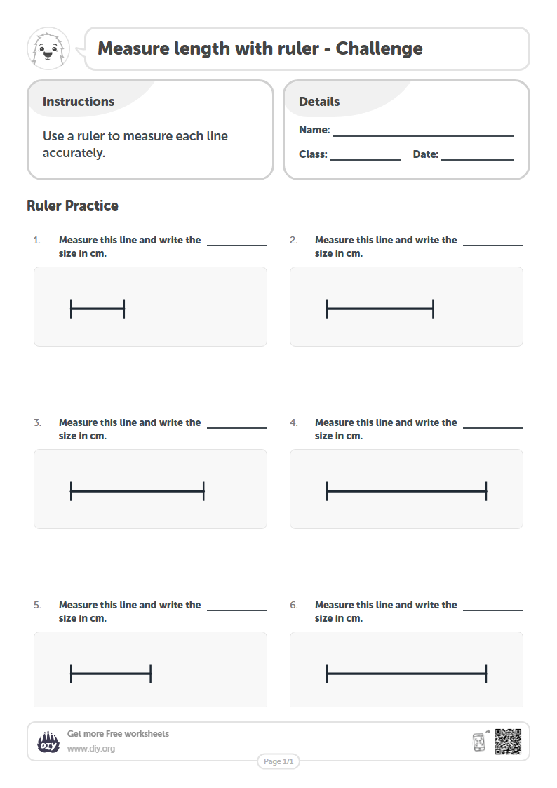 Free Measure length with ruler Worksheets