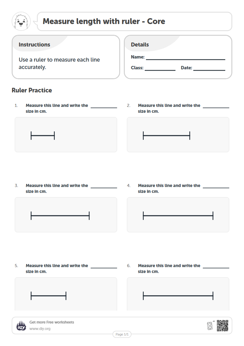 Free Measure length with ruler Worksheets