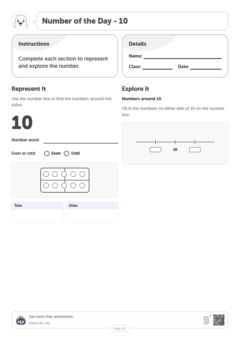 Free Number of the Day - 10 Worksheets