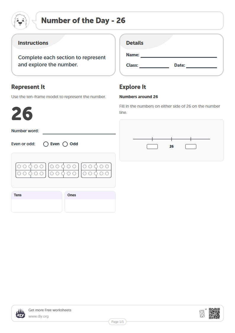 Free Number of the Day - 26 Worksheets