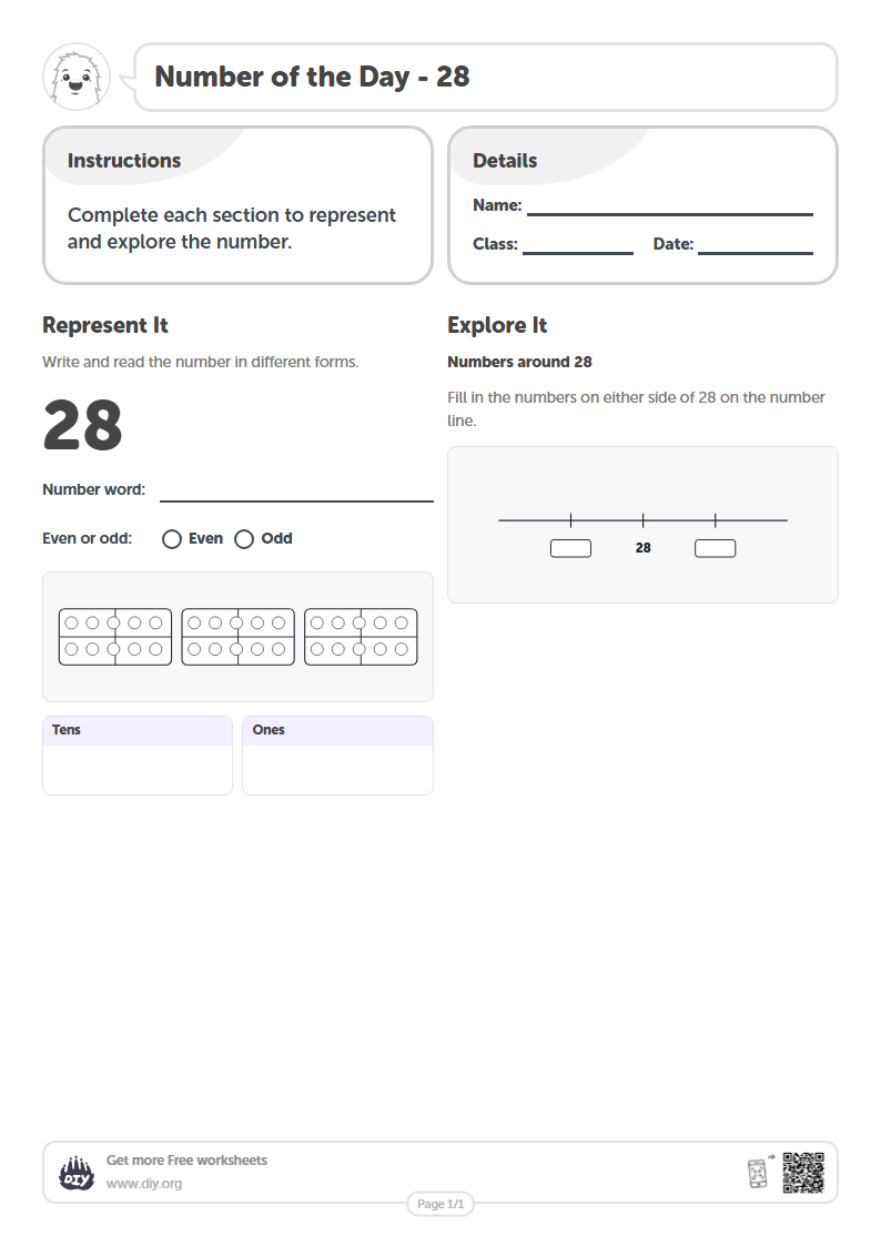 Free Number of the Day - 28 Worksheets