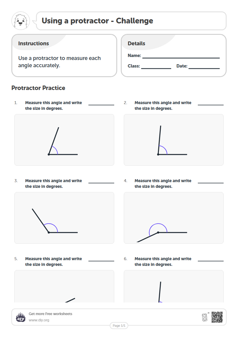 Free Using a protractor Worksheets