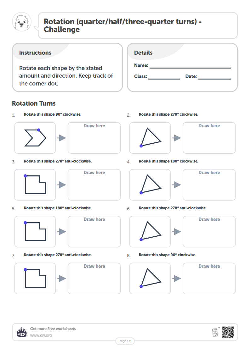 Three Quarters Rotation Free Measure capacity/volume Worksheets