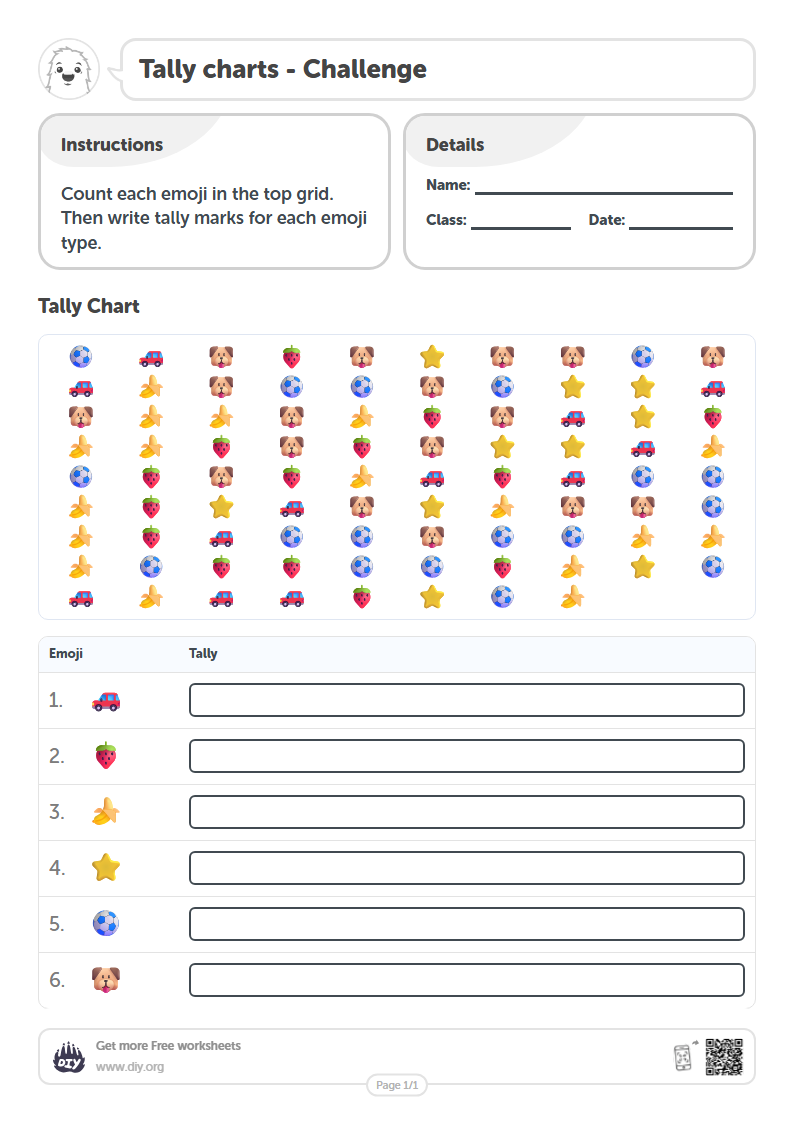 Free Tally charts Worksheets