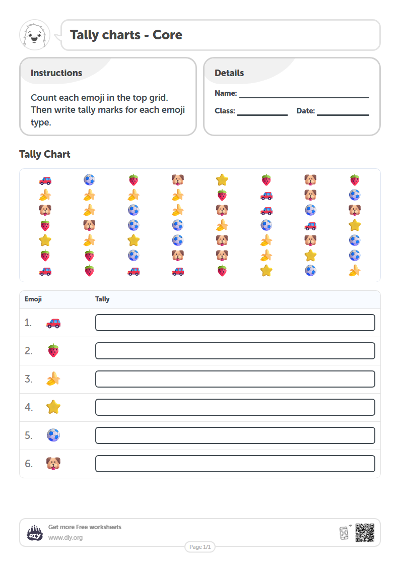 Free Tally charts Worksheets